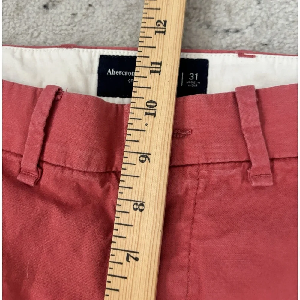 Abercrombie and Fitch Mens Sz 31x8.5 Stretch Flat Front‎ Red Chino Casual